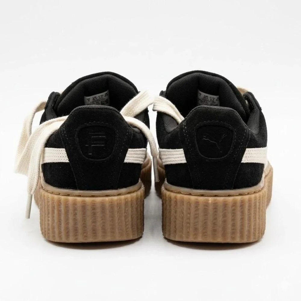 Puma Suede Platform Sneakers‎ in Black & White with Gum Sole